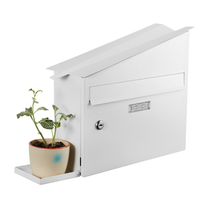 Buzón de montaje de pared de acero galvanizado de Zenewood con soporte de plantas: WPM02G